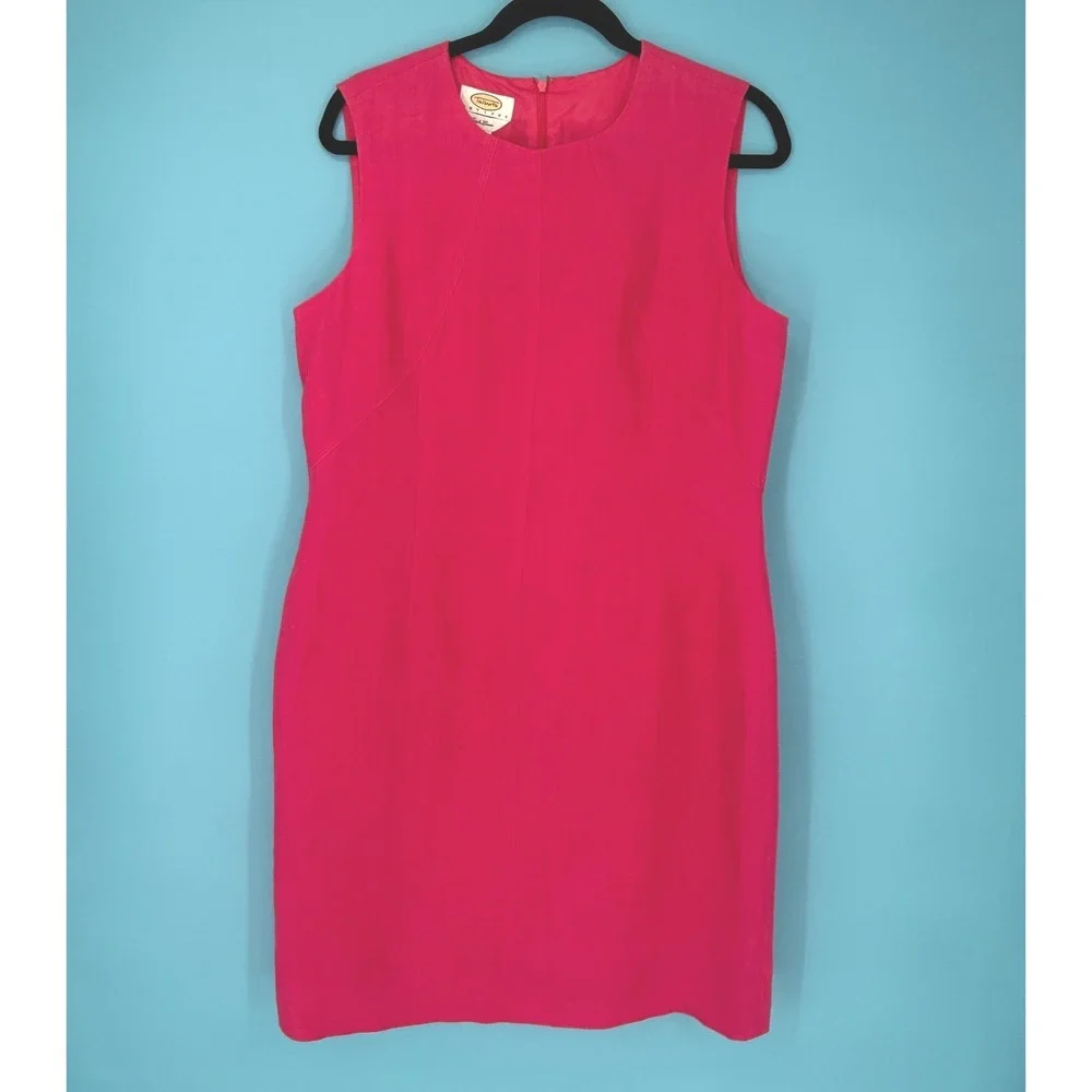 Talbots‎ Petites Pink 100% Irish Linen Sleeveless Sheath Dress Size 14P